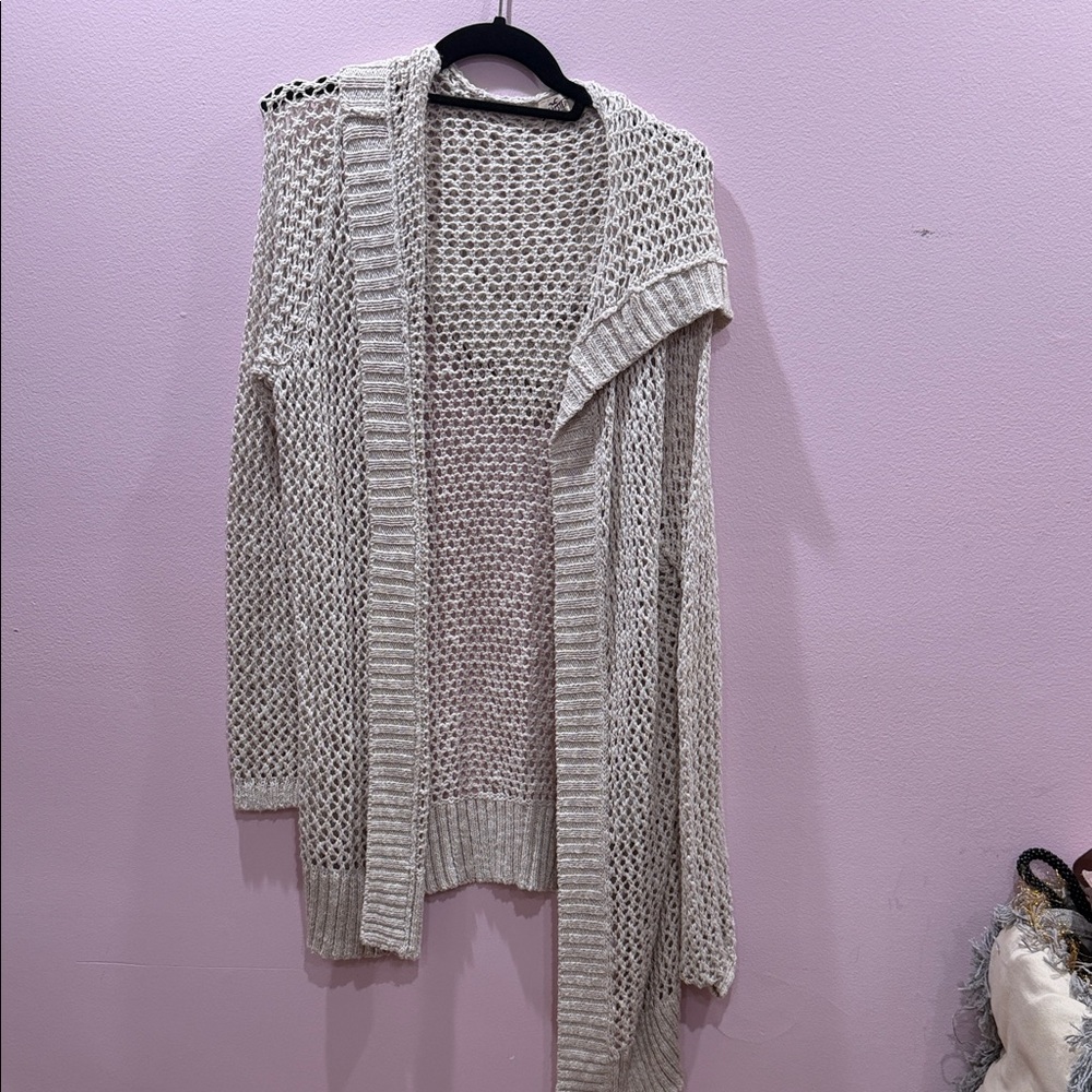 Hollister Women's Light Gray Knit Cardigan